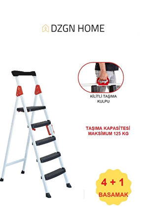 Extra Dayanıklı 4+1 Özel Tasarım Hafif, Kaymaz, Metal Basamaklı Katlanır Merdiven