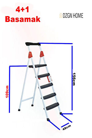 Extra Dayanıklı 4+1 Özel Tasarım Hafif, Kaymaz, Metal Basamaklı Katlanır Merdiven