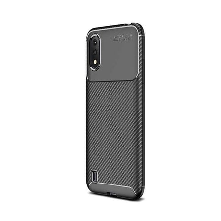 Smcase Samsung Galaxy A01 Kılıf Negro Karbon Silikon  Tam Kapatan Ekran Koruyucu