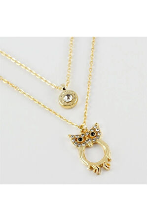 Baykuş Figürlü Yeni Sezon İkili Kolye