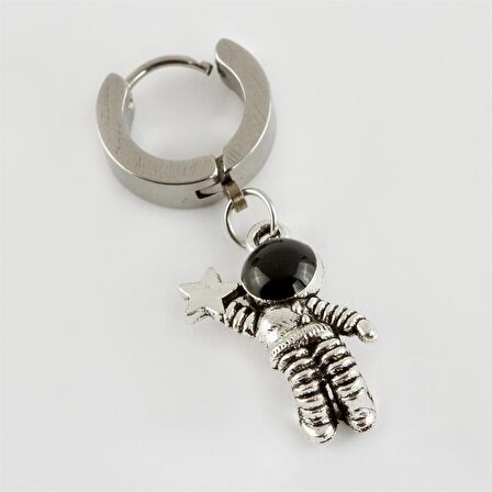 Astronot Figürlü Çelik Erkek Küpe 1 Adet