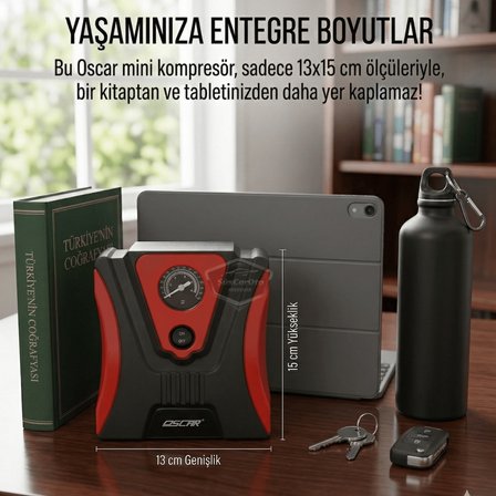 Taşınabilir Oto Hava Kompresörü Araç Hava Pompası 12V Mini Lastik Bot Şişirme Çakmaklık Girişli Basınç Göstergeli 150 PSİ 60W