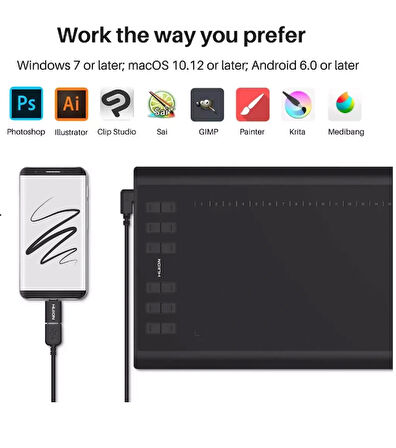 Huion Inspiroy H1060P Grafik Tablet