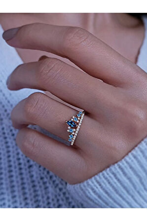 Pırlanta Ve Topaz Taşlı Elizabeth Tacı Yüzük 0647r0005