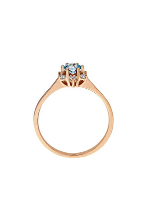 Pırlanta Ve Mavi Topaz Taşlı Elsa Yüzük