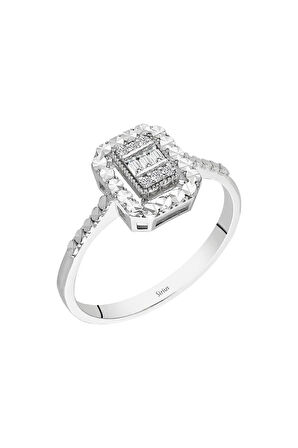 0,50 Karat Efektli Baget Pırlanta Yüzük