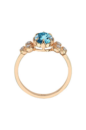 Pırlanta Ve Mavi Topaz Marjatta Yüzük