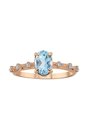 Pırlanta ve Sky Blue Topaz Taşlı Elena Yüzük