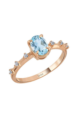 Pırlanta ve Sky Blue Topaz Taşlı Elena Yüzük