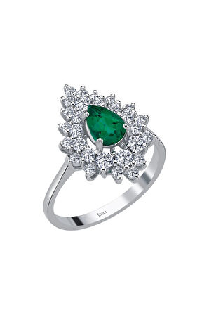 Pırlanta ve Damla Zümrüt Taşlı Neslişah Yüzük 0647R0085