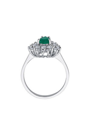 Pırlanta ve Damla Zümrüt Taşlı Neslişah Yüzük 0647R0085