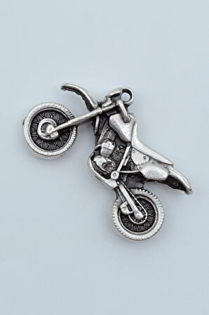Cross Motor Gümüş Kaplama Kolye Ucu