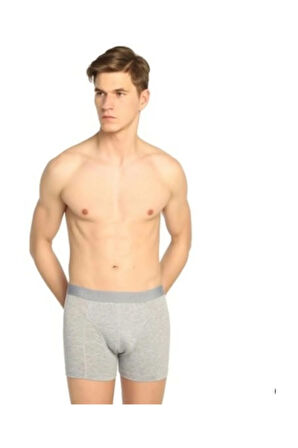 Erkek 2'li Paket  Elastan Likralı Boxer Gri