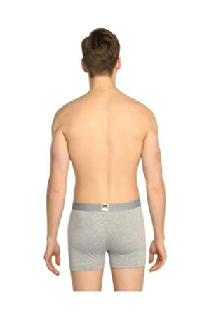 Erkek 2'li Paket  Elastan Likralı Boxer Gri