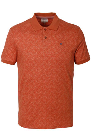 Erkek Polo Yaka Tişört Orange %100 Pamuk Slim Fit Ribana'lı Kol Desenli T-shirt NCS JEANS 1148