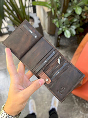 VİSSO 114 HAKİKİ DERİ ÇANTA İSME ÖZEL BOZUK PARA CEPLİ FERMUARLI ÇITÇITLI KADIN ERKEK CÜZDAN Erkek  Kahve Matrix Osmanlı Türk Devlet Arması