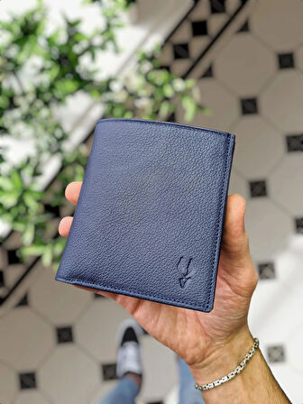 VİSSO 114 HAKİKİ DERİ ÇANTA İSME ÖZEL BOZUK PARA CEPLİ FERMUARLI ÇITÇITLI KADIN ERKEK CÜZDAN Erkek lacivert gutty