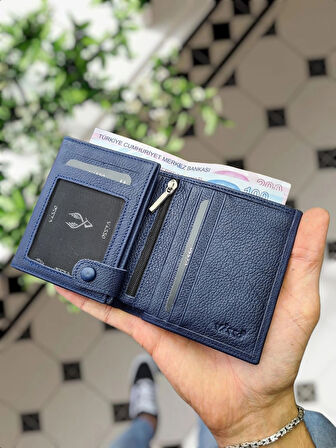 VİSSO  114 HAKİKİ DERİ ÇANTA İSME ÖZEL BOZUK PARA CEPLİ FERMUARLI ÇITÇITLI KADIN ERKEK CÜZDAN Erkek   lacivert gutty ve anahtarlık