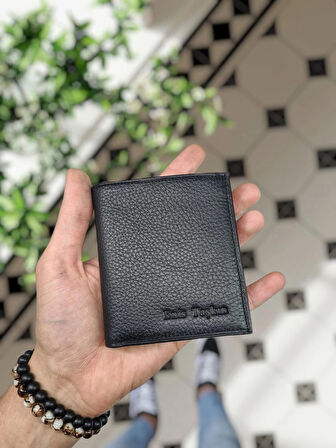 VİSSO  114  HAKİKİ DERİ ÇANTA İSME ÖZEL BOZUK PARA CEPLİ FERMUARLI ÇITÇITLI KADIN ERKEK CÜZDAN Erkek  Siyah Gutty