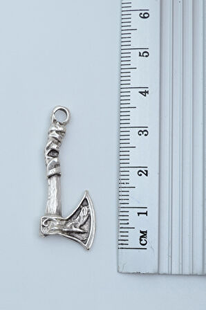 2'li Ya Ali Kılıç Viking Balta Gümüş Kaplama Kolye Seti