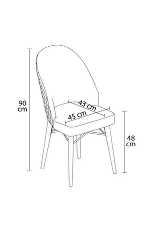 Aysa Serisi, 4 Adet Krem Mutfak Sandalyesi, Ceviz Gürgen Ayak, 1. Sınıf Babyface Kumaş