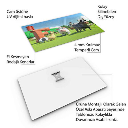 Eğitici Çocuk Odası Cam Tablo - Yatay Motif 01-051