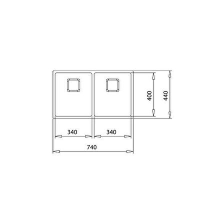 TEKA FLEXLINEA RS15 2B 740 Çift Hazneli Tezgahüstü/TezgahaSıfır (Flush) Tezgahaltı Paslanmaz Çelik Eviye 115030009