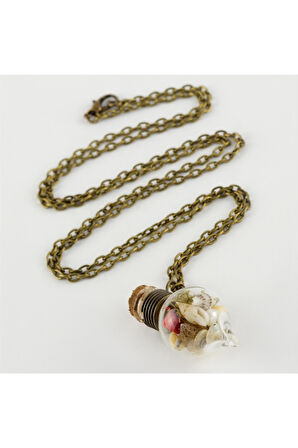 Çiçek Karışık Fanus Canlı Kolye