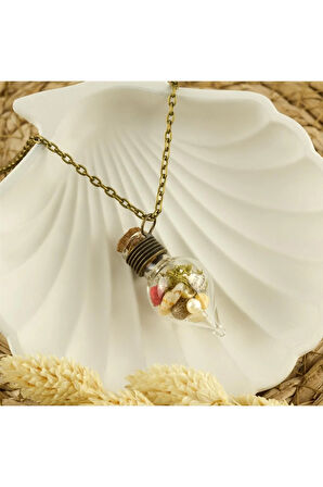 Çiçek Karışık Fanus Canlı Kolye