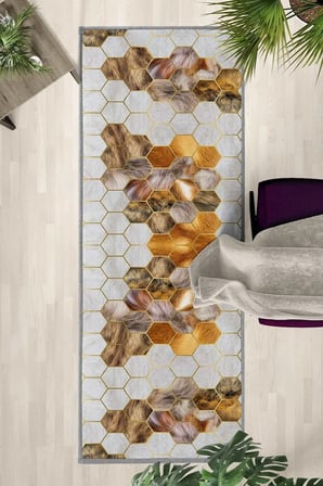 Ehl-224 Modern Dijital Baskı Yıkanabilir Kaymaz Yolluk Halı