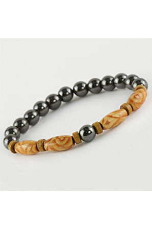 Hematit Ahşap Trend Yeni Sezon Doğaltaşlı Bileklik