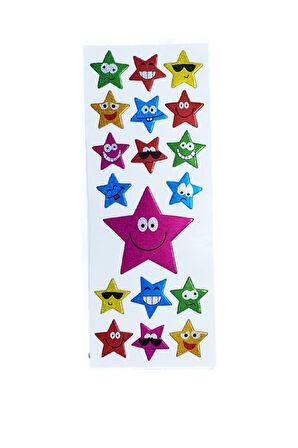 Sticker Kabartmalı Stiker Defter, Planlayıcı Etiket Yıldız Emoji (cb261) 16x7 cm