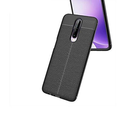 Smcase Xiaomi Redmi K30 Kılıf Deri Dokulu Silikon  Nano Ekran Koruyucu
