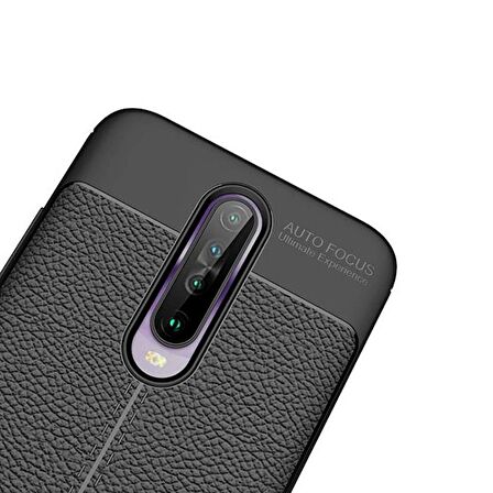 Smcase Xiaomi Redmi K30 Kılıf Deri Dokulu Silikon  Nano Ekran Koruyucu