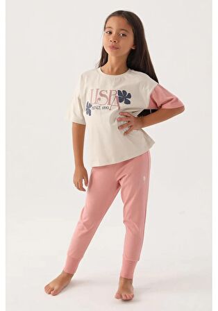 Kız Çocuk Pijama Takımı Bej 1809 V2