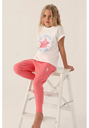 U.S Polo Assn Kız Çocuk Kısa Kollu Pijama Takımı 1838