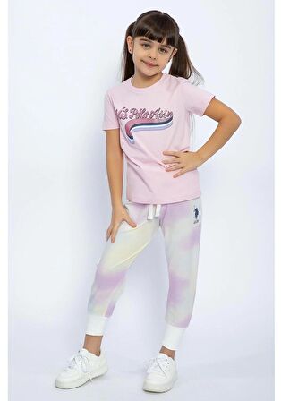 U.S Polo Assn Kız Çocuk Pijama Takım Kısa Kollu 1070 Pembe