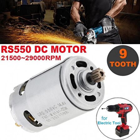 RS550S 14.4 Volt DC Motor 9 Dişli