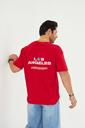 Los Angeles Baskı %100 Pamuk Oversize Erkek Tişört