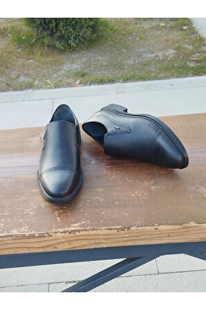 Erkek Kışlık Kundura Hakiki Deri  Kauççuk ve Kaymaz Taban Bağcıksız