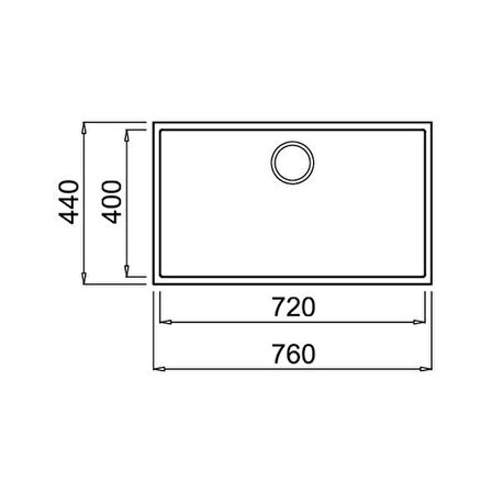 SQUARE 72.40 TG Tek Hazneli Tezgahaltı Tegranite Eviye 115230015