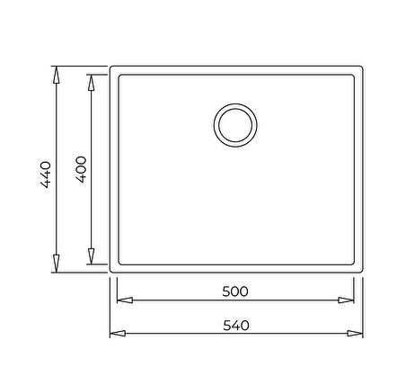 SQUARE 50.40 TG Tek Hazneli Tezgahaltı Tegranite Eviye 115230021