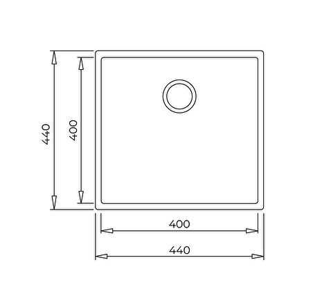 SQUARE 40.40 TG Tek Hazneli Tezgahaltı Tegranite Eviye 115230027