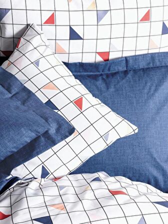 Cotton Box Minimal Çift Kişilik Nevresim Takımı Stew Mavi