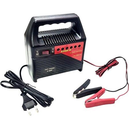 Motosiklet Akü Şarj Cihazı 12 Volt 6 Amper Ledli Göstergeli Akü Şarj Cihazı