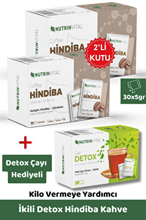 NUTRINVITAL İkili Paket Hindiba Detox Kahvesi (Detox Çayı Hediyeli) Kilo Vermeye Yardımcı