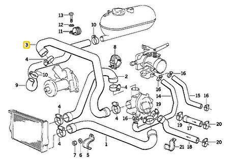 BMW E12 E21 E28 VE E30 M20 MOTOR TERMOSTAT HORTUMU 11531265448