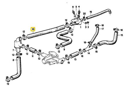 BMW E12 VE E21 M10 MOTOR TERMOSTAT HORTUMU 11531266469