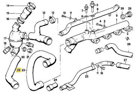 BMW E30 320is ve M3 S14 MOTOR RADYATÖR ALT HORTUMU 11531309668