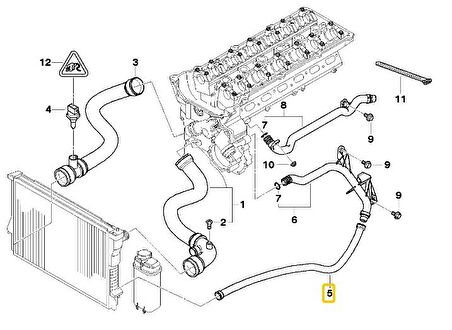 BMW E46 M52 VE M54 MOTOR RADYATÖR GERİ DÖNÜŞ HORTUMU 11531436410